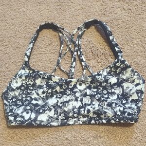 lululemon athletica Free To Be Black And White Floral Bra